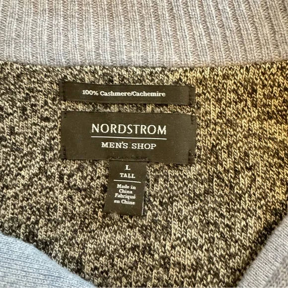 Nordstrom Mens Cashmere Blue Long Sleeve Turtleneck 1/4 Zip Sweater Size L - Picture 8 of 10